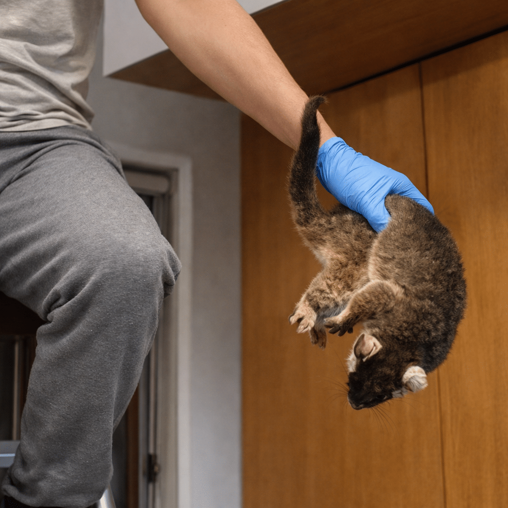 Possum removal specialist at work — Melbourne